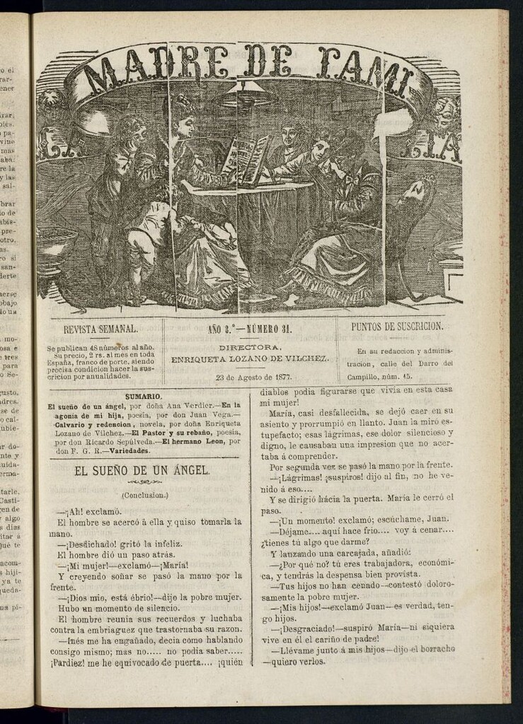 Miniatura de Madre de Familia : revista semanal del 23 de agosto de 1877