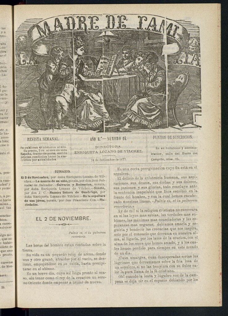 Miniatura de Madre de Familia : revista semanal del 14 de septiembre de 1877