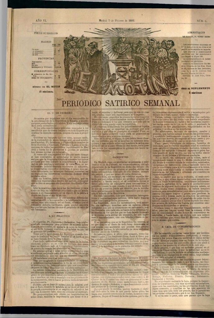Miniatura de El Motín: periódico satírico semanal del 7 de febrero de 1886
