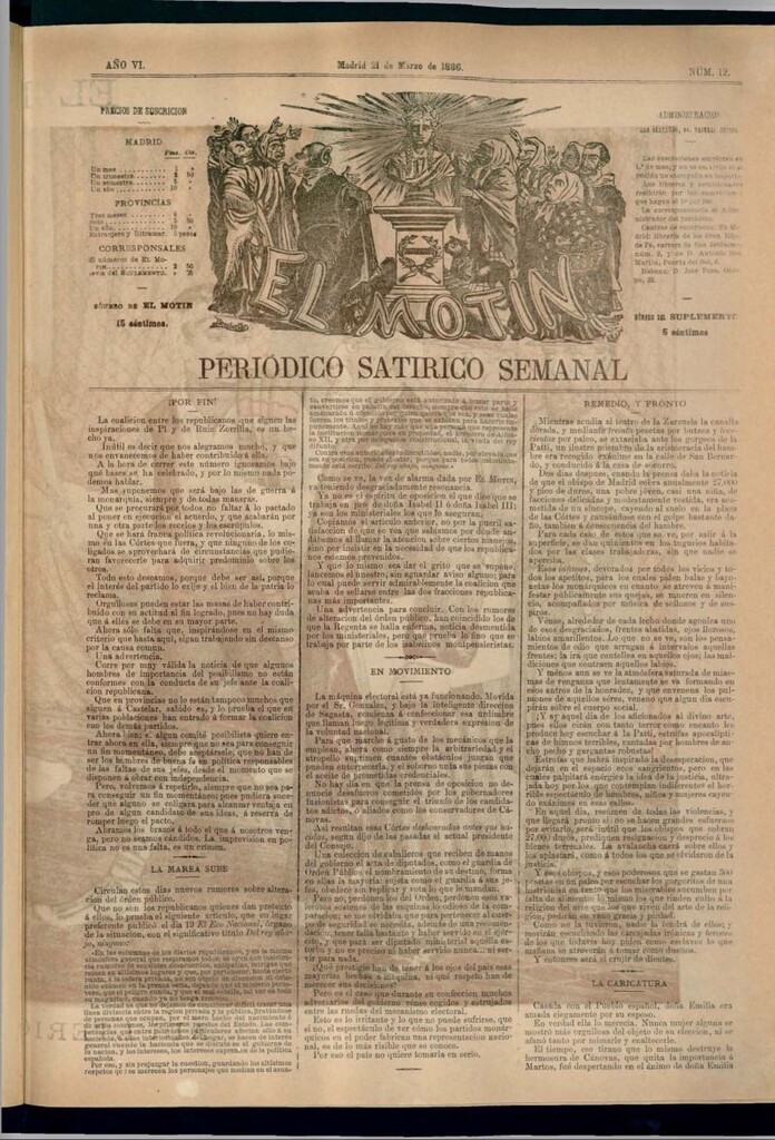 Miniatura de El Motín: periódico satírico semanal del 21 de marzo de 1886