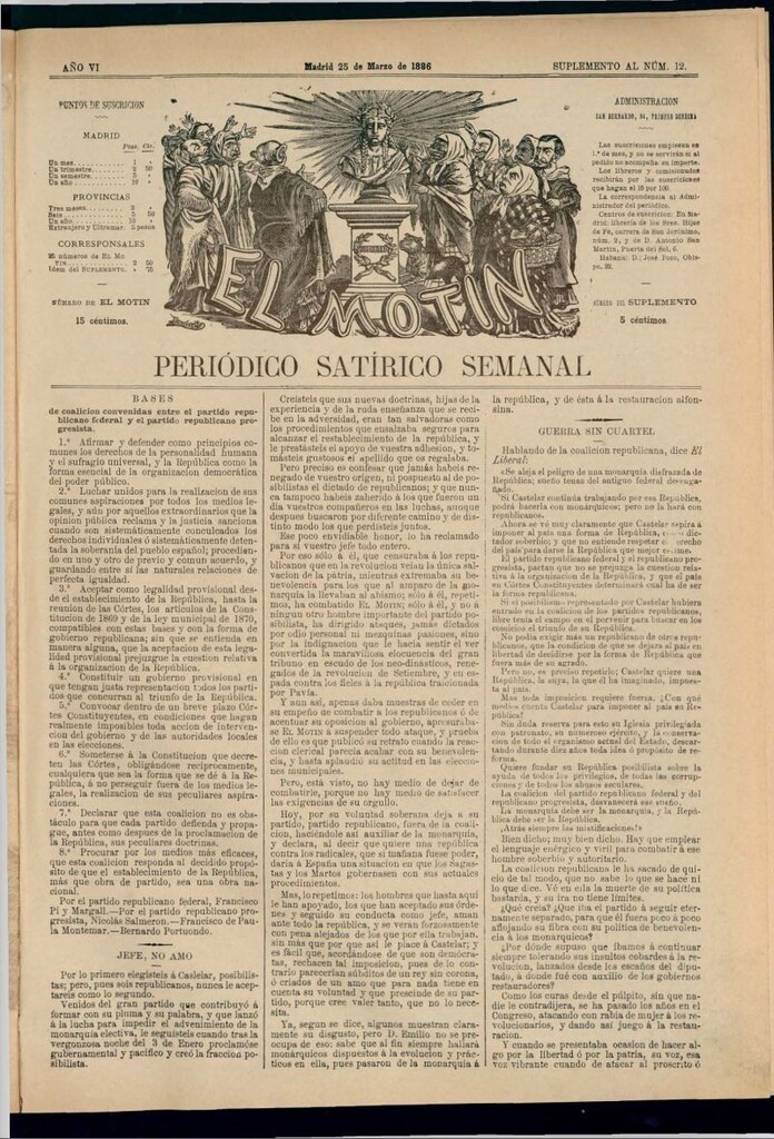 Miniatura de El Motín: periódico satírico semanal del 25 de marzo de 1886