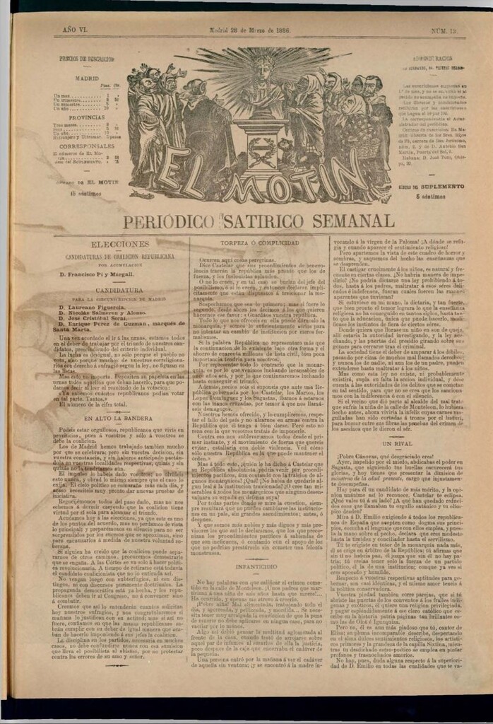 Miniatura de El Motín: periódico satírico semanal del 28 de marzo de 1886