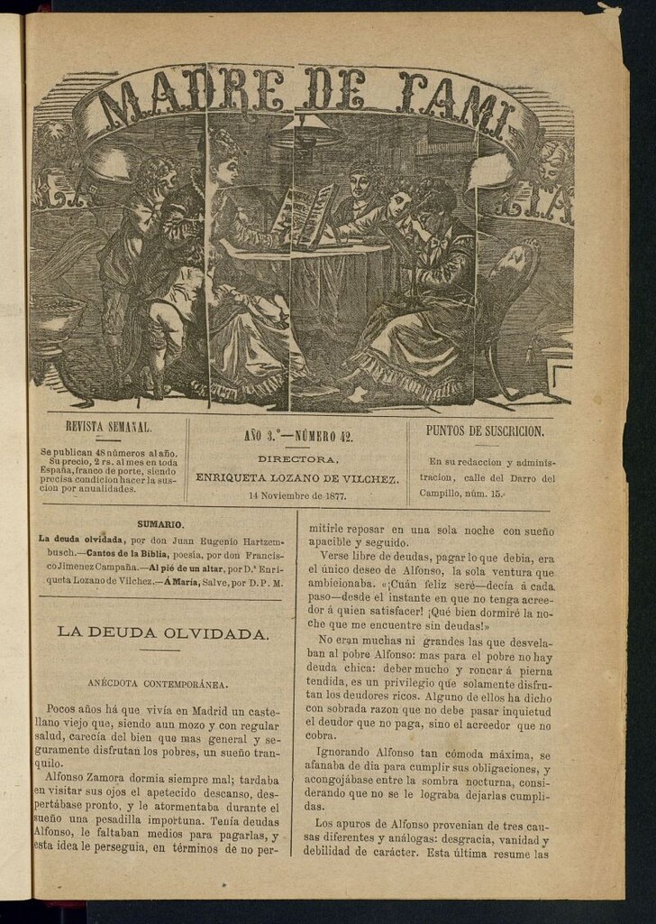 Miniatura de Madre de Familia : revista semanal del 14 de noviembre de 1877