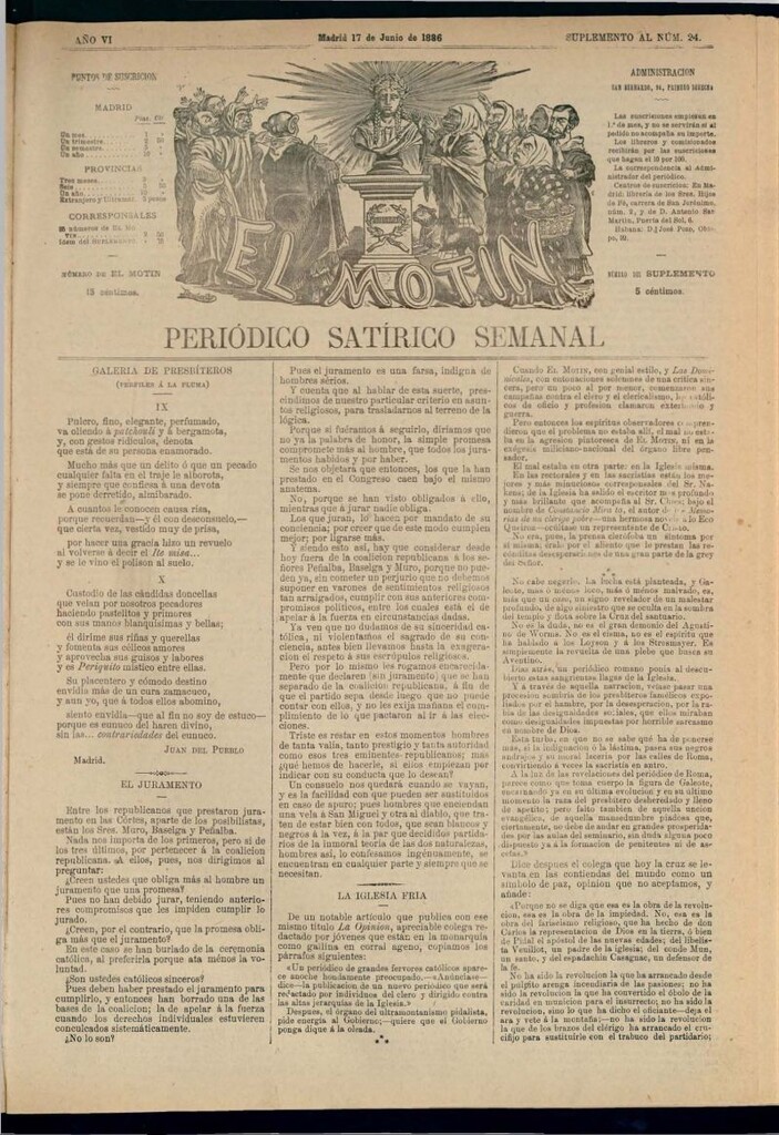 Miniatura de El Motín: periódico satírico semanal del 17 de junio de 1886