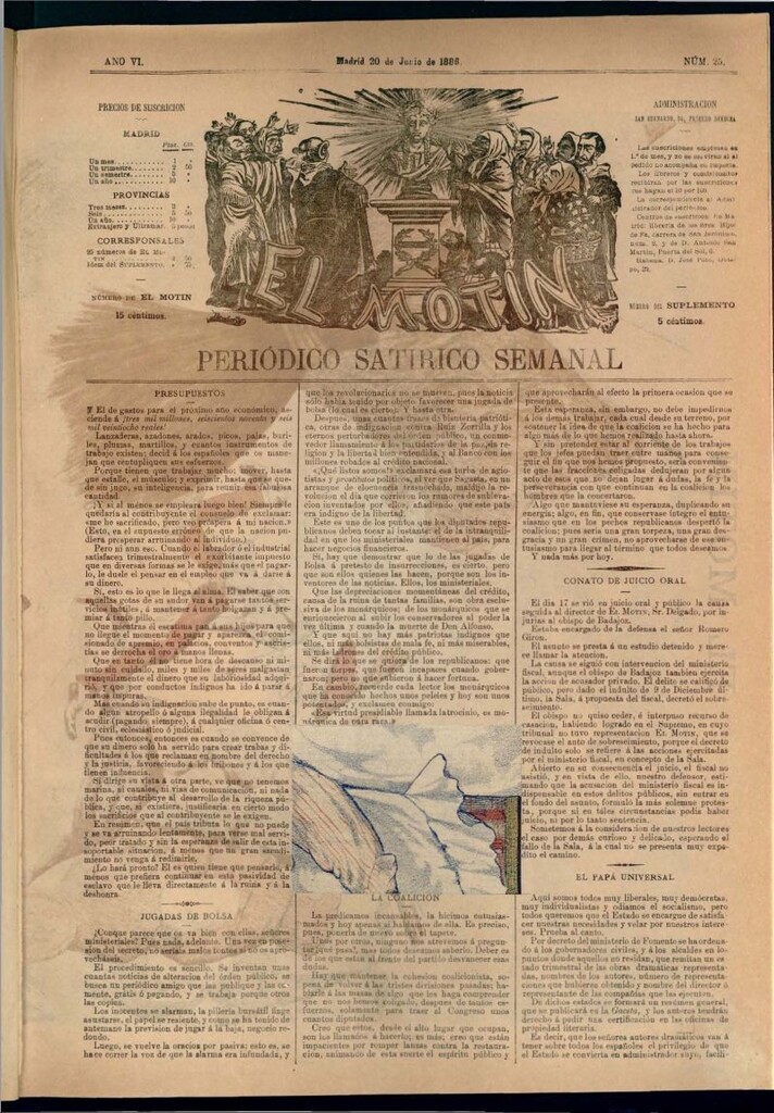 Miniatura de El Motín: periódico satírico semanal del 20 de junio de 1886