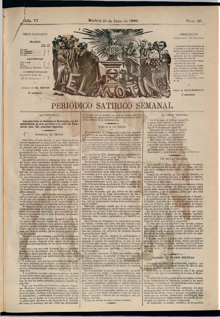 Miniatura de El Motín: periódico satírico semanal del 25 de julio de 1886