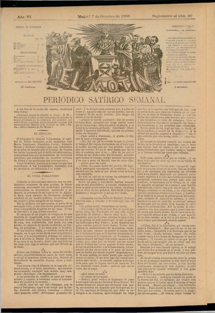 Miniatura de El Motín: periódico satírico semanal del 7 de octubre de 1886