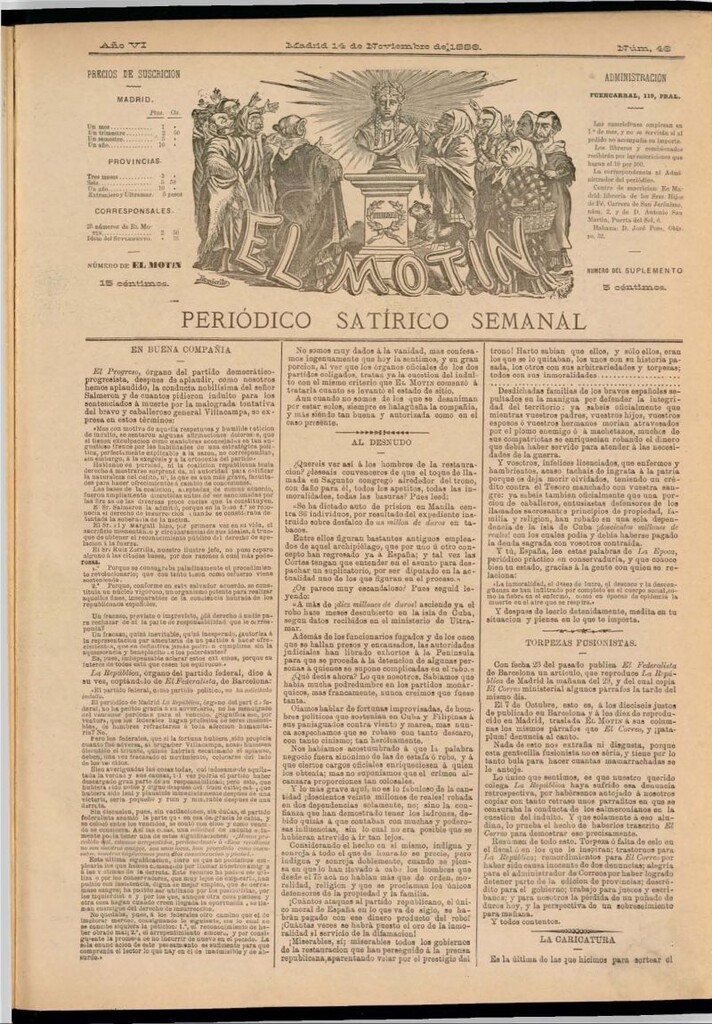 Miniatura de El Motín: periódico satírico semanal del 14 de noviembre de 1886