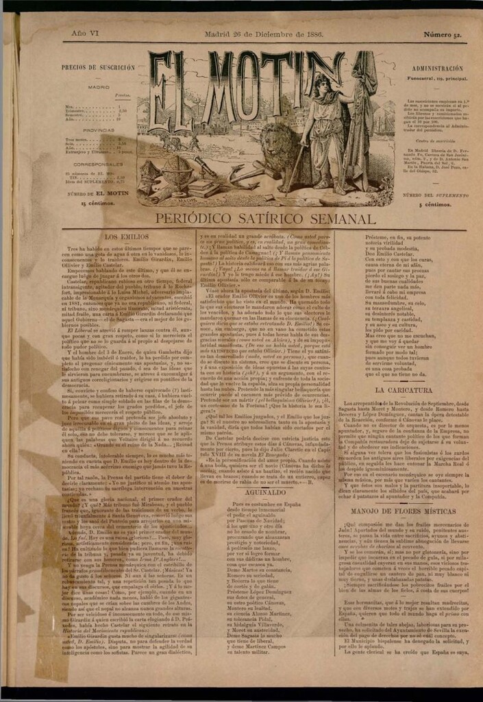 Miniatura de El Motín: periódico satírico semanal del 26 de diciembre de 1886