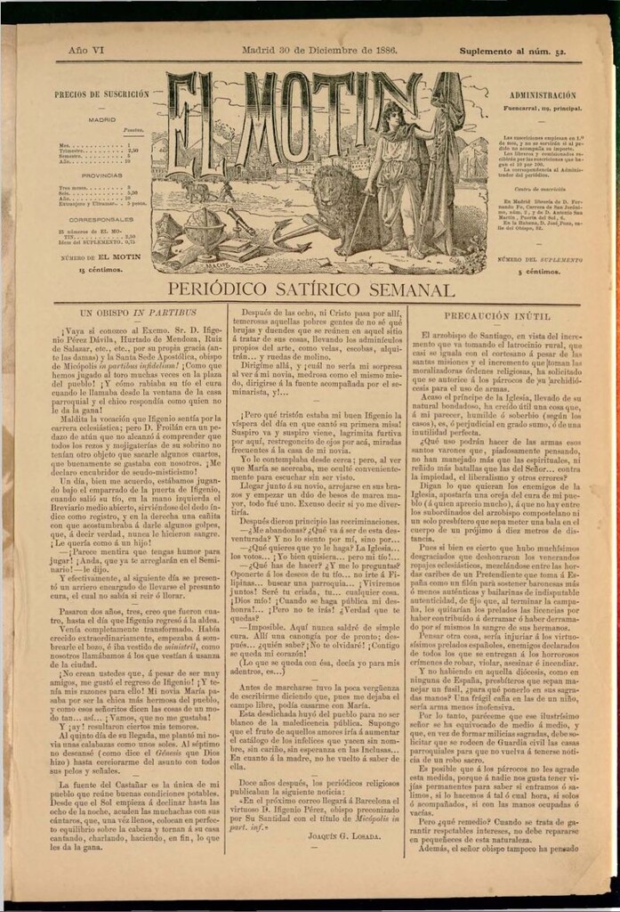 Miniatura de El Motín: periódico satírico semanal del 30 de diciembre de 1886