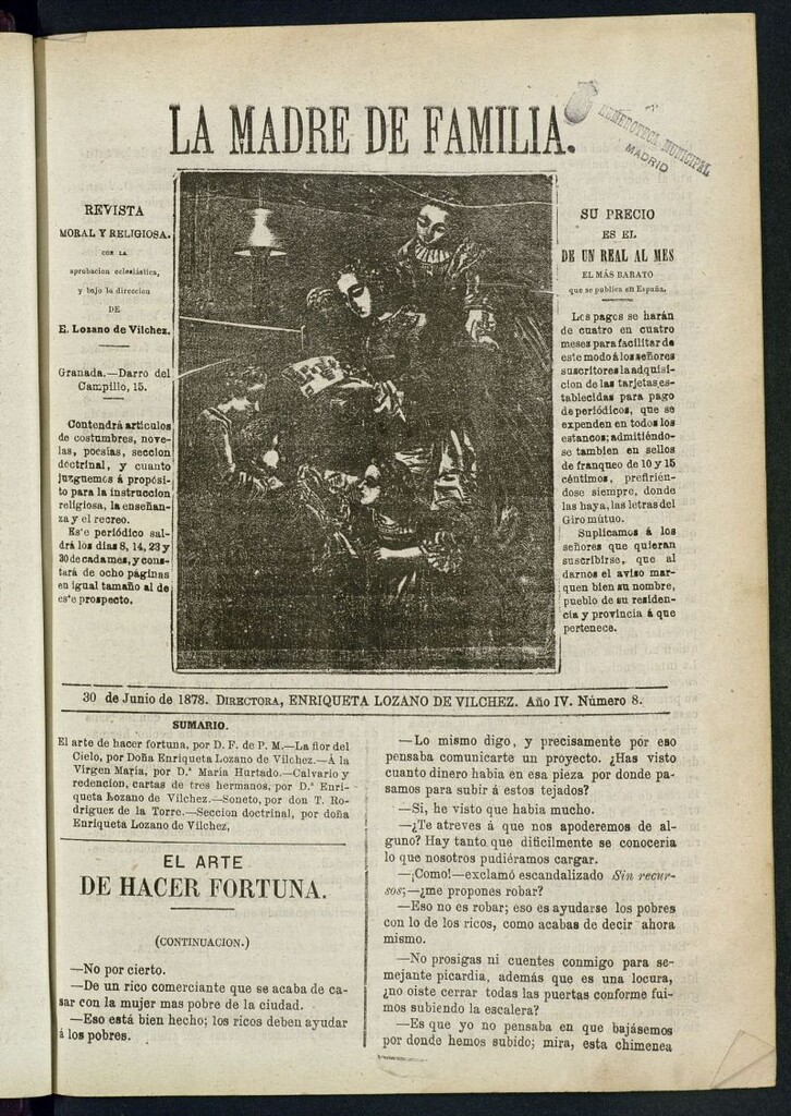 Miniatura de Madre de Familia : revista semanal del 30 de junio de 1878