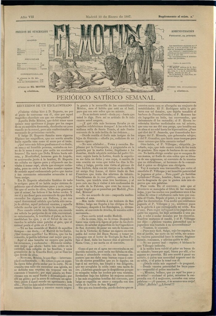 Miniatura de El Motín: periódico satírico semanal del 13 de enero de 1887