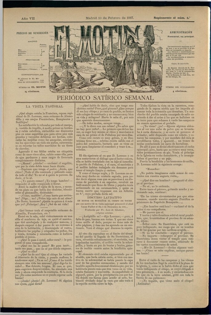 Miniatura de El Motín: periódico satírico semanal del 10 de febrero de 1887