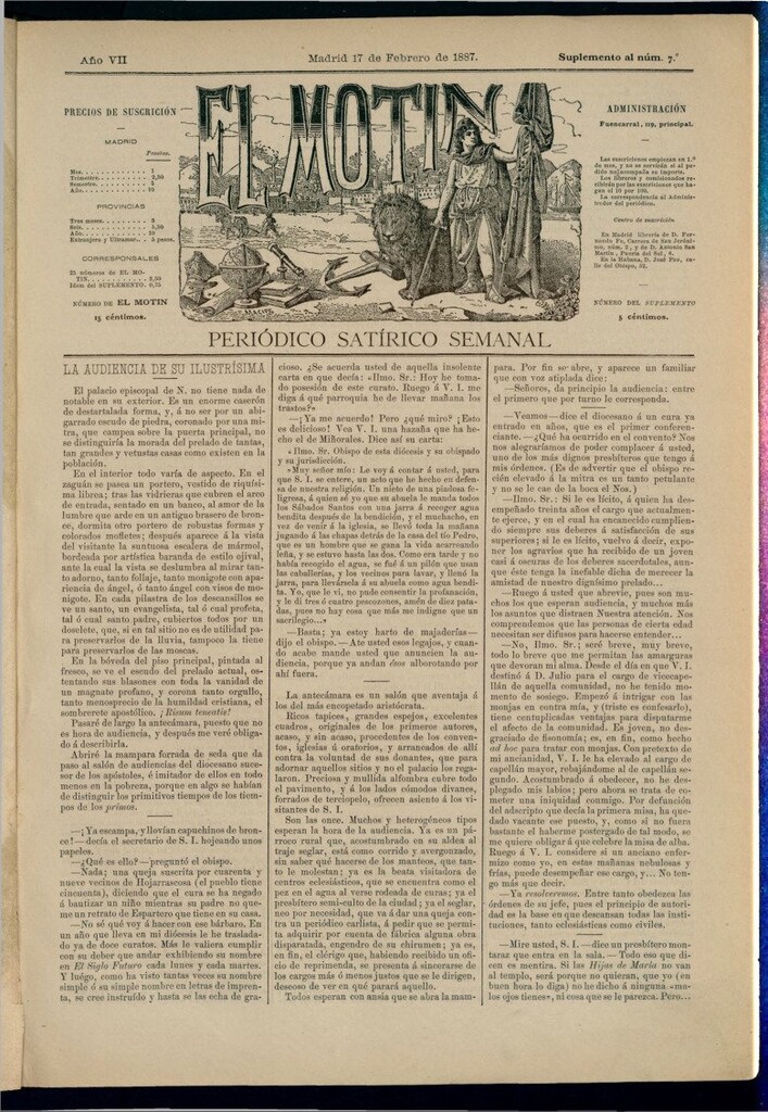 Miniatura de El Motín: periódico satírico semanal del 17 de febrero de 1887