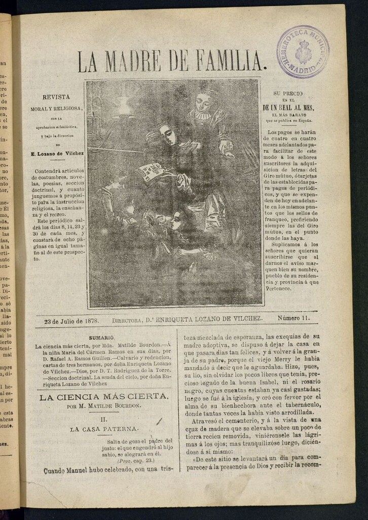 Miniatura de Madre de Familia : revista semanal del 23 de julio de 1878