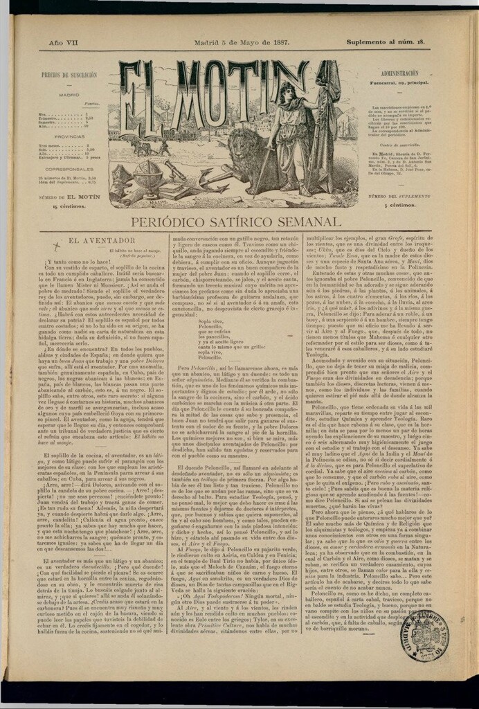 Miniatura de El Motín: periódico satírico semanal del 5 de mayo de 1887