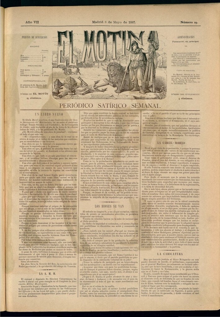 Miniatura de El Motín: periódico satírico semanal del 8 de mayo de 1887