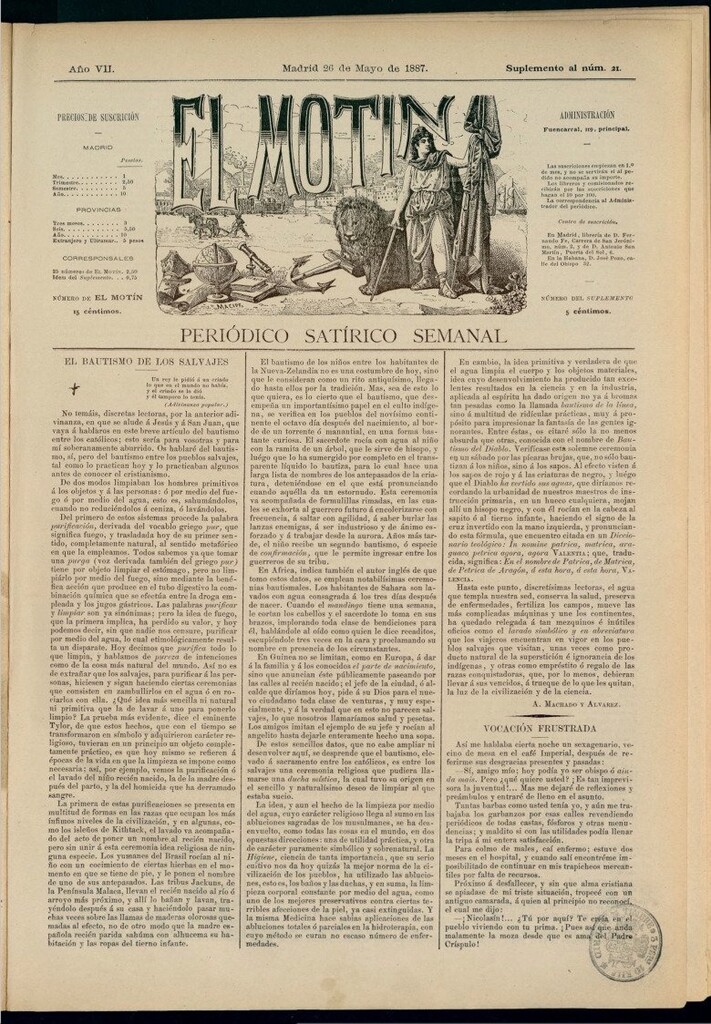 Miniatura de El Motín: periódico satírico semanal del 26 de mayo de 1887