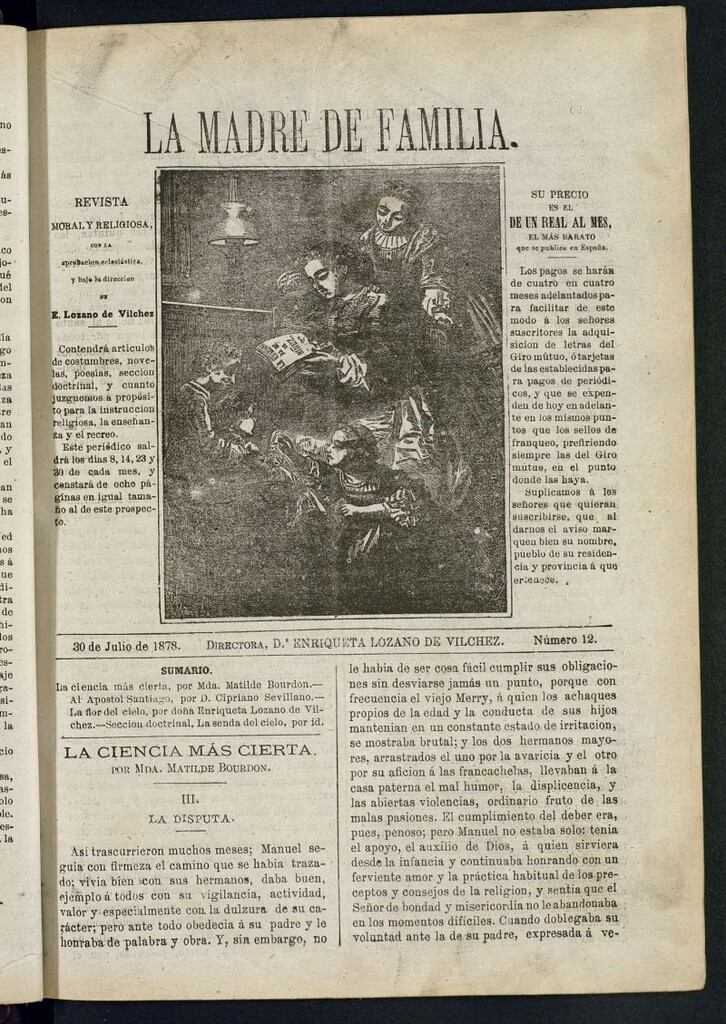 Miniatura de Madre de Familia : revista semanal del 30 de julio de 1878