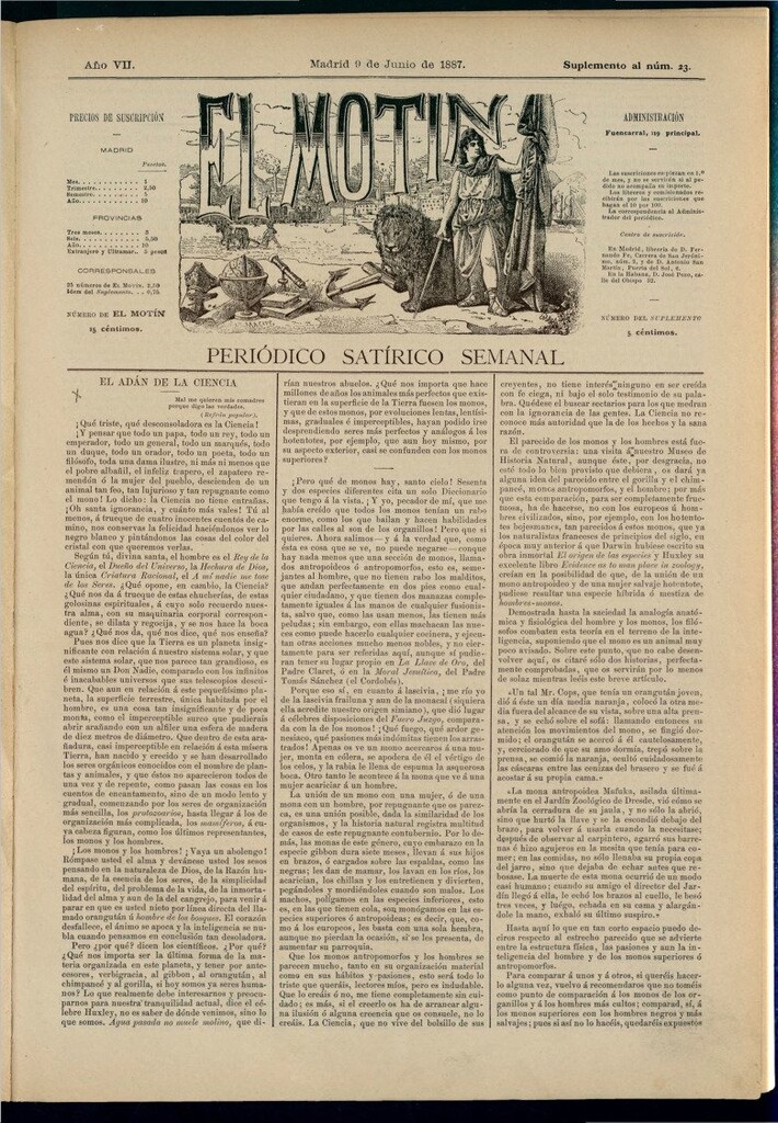 Miniatura de El Motín: periódico satírico semanal del 9 de junio de 1887