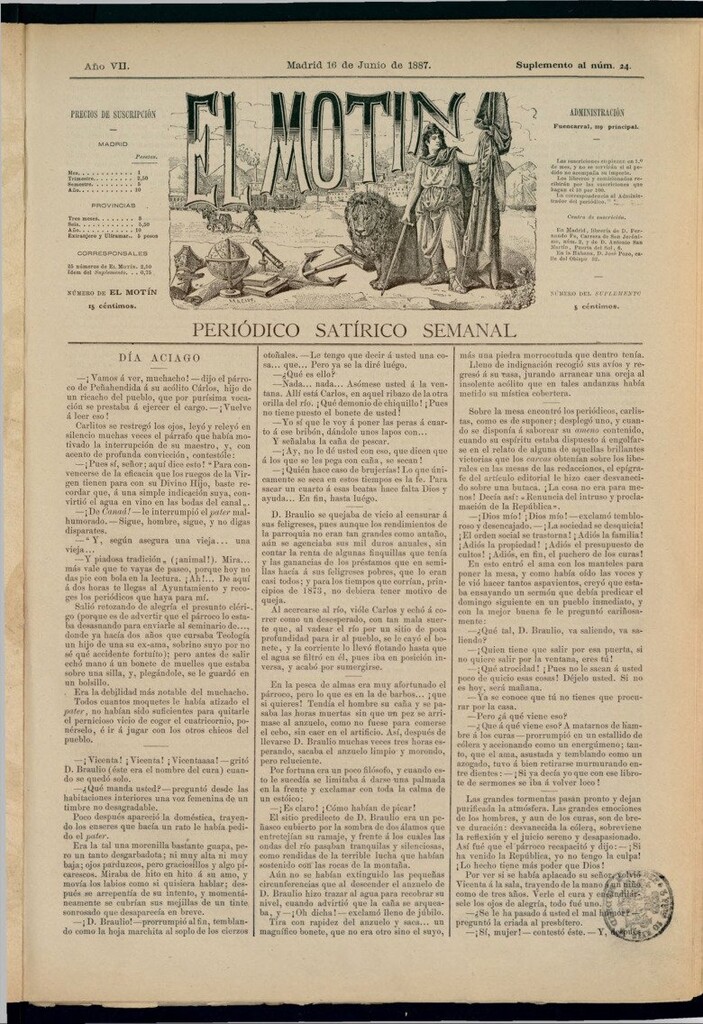 Miniatura de El Motín: periódico satírico semanal del 16 de junio de 1887