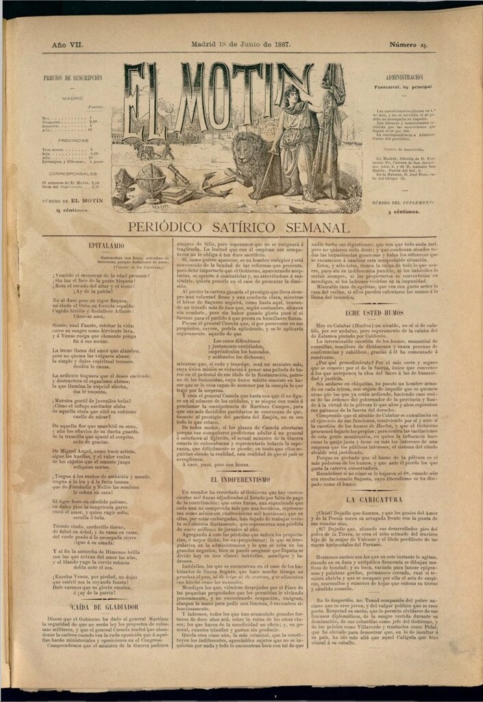 Miniatura de El Motín: periódico satírico semanal del 19 de junio de 1887