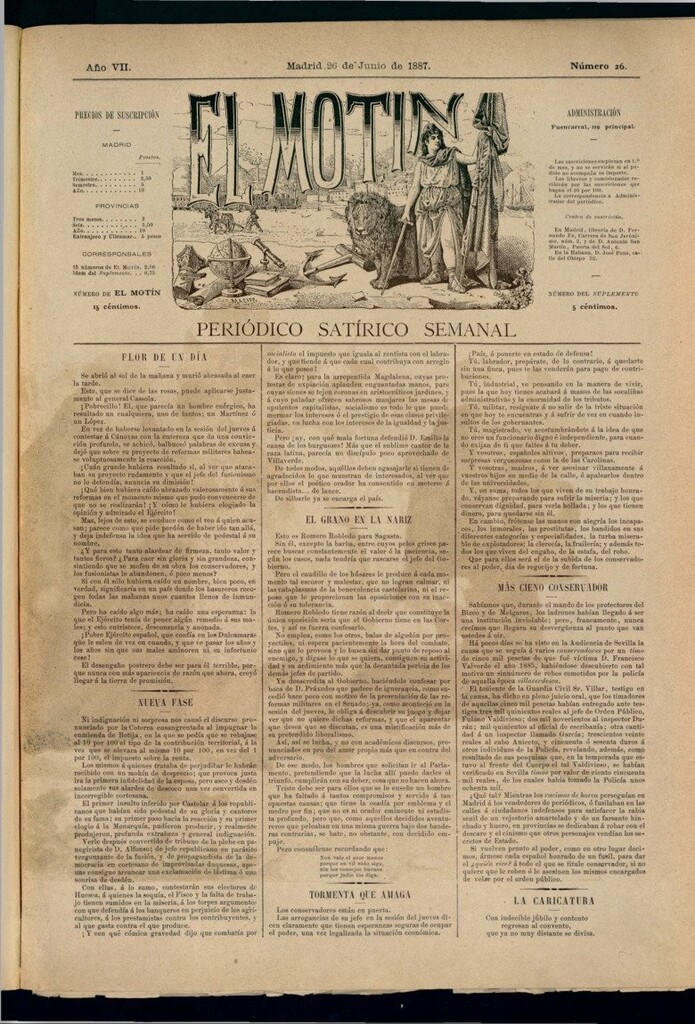 Miniatura de El Motín: periódico satírico semanal del 26 de junio de 1887