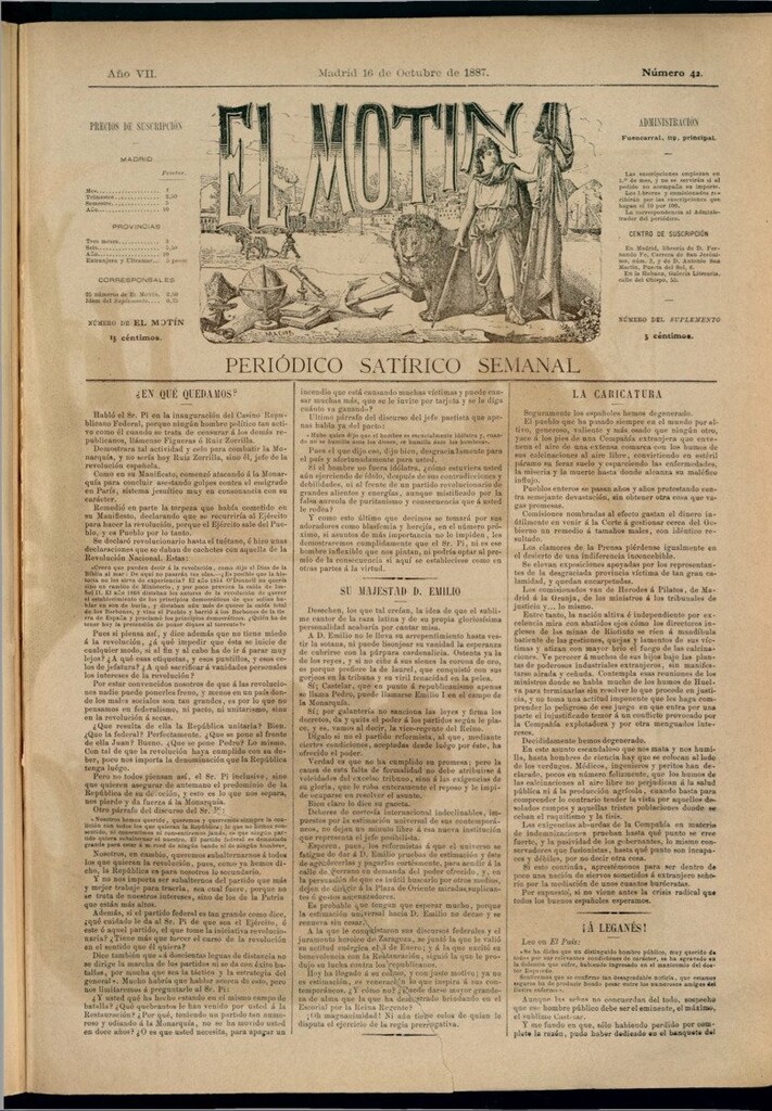 Miniatura de El Motín: periódico satírico semanal del 16 de octubre de 1887