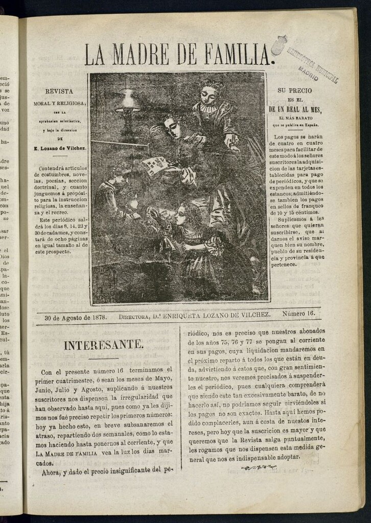 Miniatura de Madre de Familia : revista semanal del 30 de agosto de 1878
