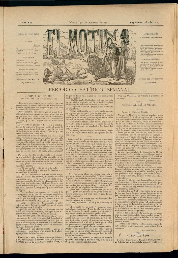 Miniatura de El Motín: periódico satírico semanal del 20 de octubre de 1887