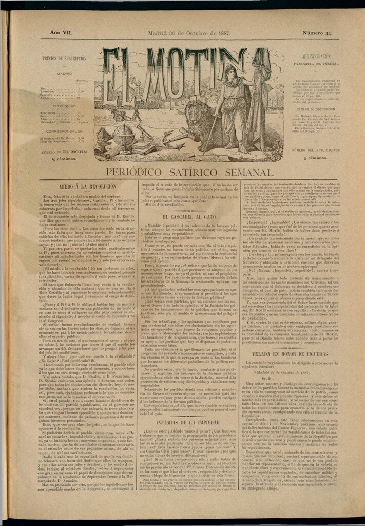 Miniatura de El Motín: periódico satírico semanal del 30 de octubre de 1887