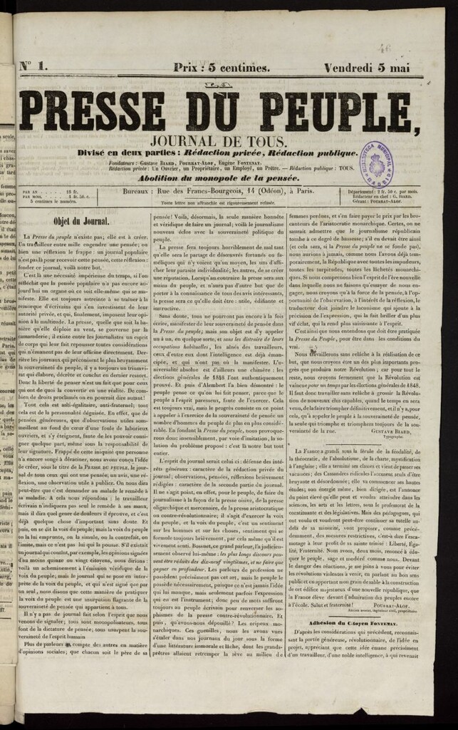 Miniatura de La Presse du Peuple : journal de tous