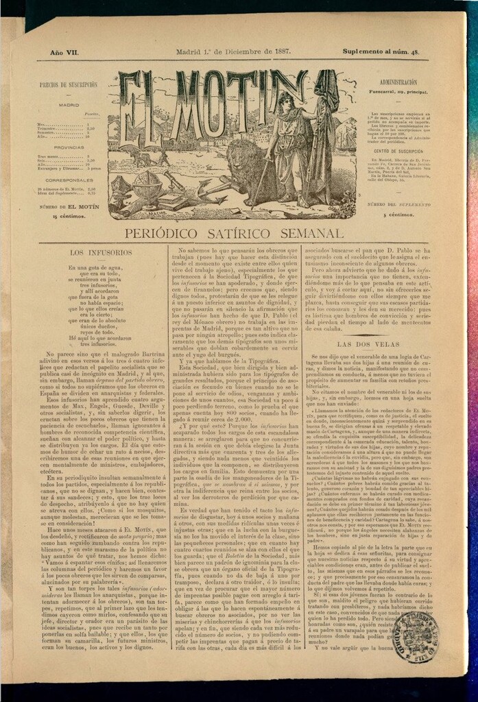 Miniatura de El Motín: periódico satírico semanal del 1 de diciembre de 1887