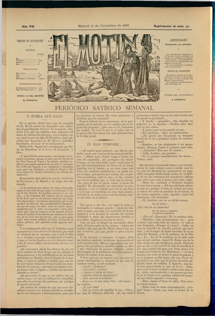Miniatura de El Motín: periódico satírico semanal del 15 de diciembre de 1887