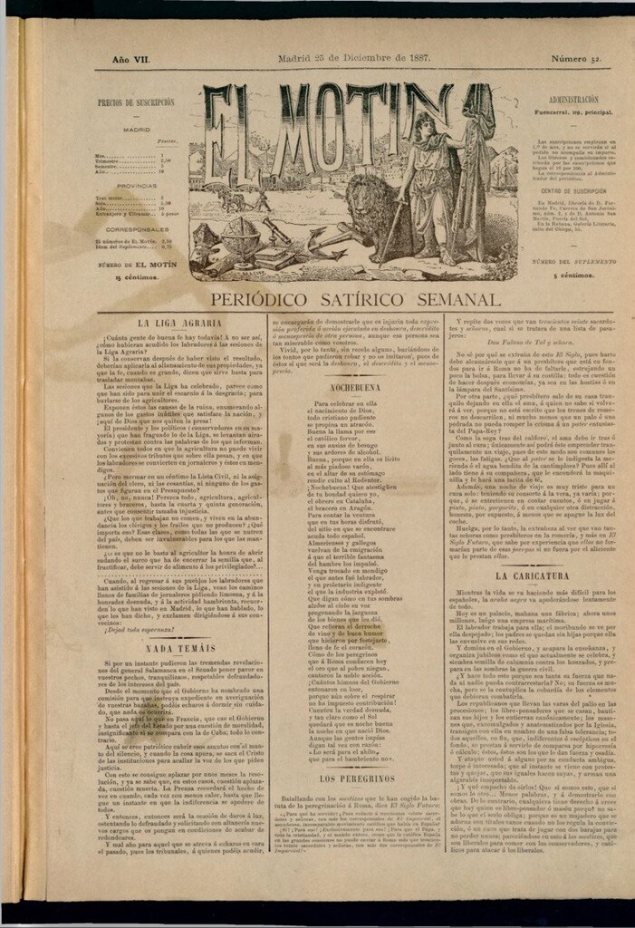 Miniatura de El Motín: periódico satírico semanal del 25 de diciembre de 1887