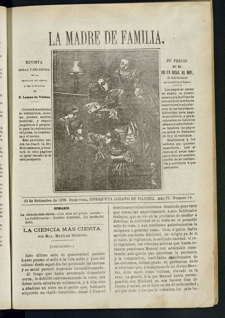 Miniatura de Madre de Familia : revista semanal del 23 de septiembre de 1878