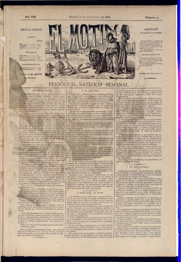 Miniatura de El Motín: periódico satírico semanal del 30 de diciembre de 1888