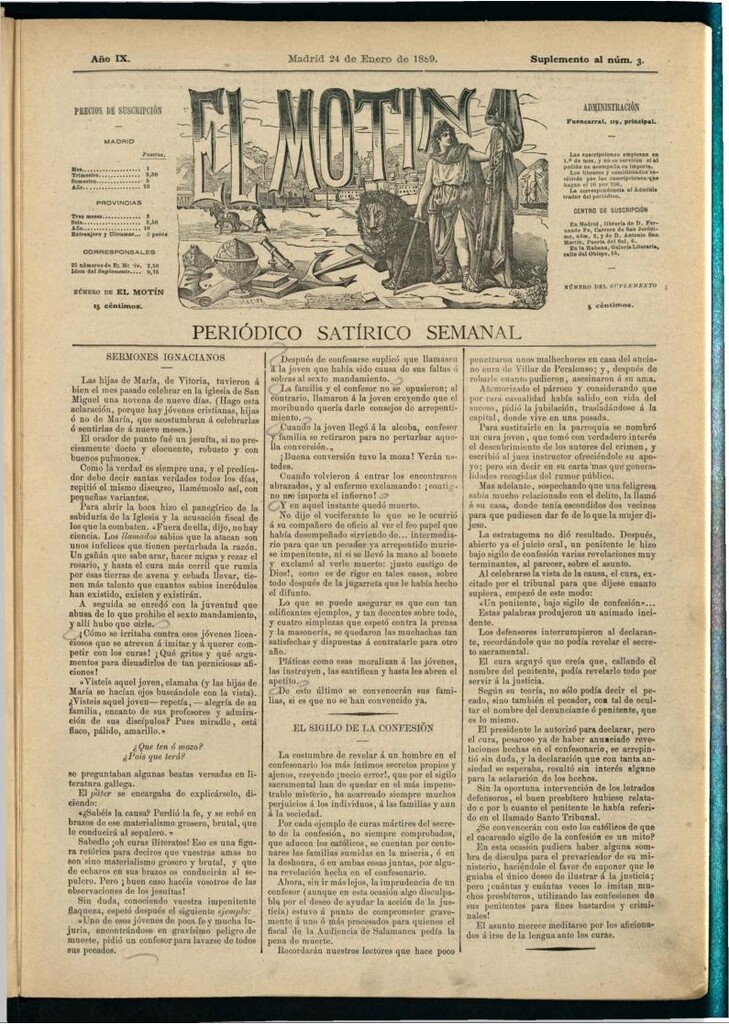 Miniatura de El Motín: periódico satírico semanal del 24 de enero de 1889