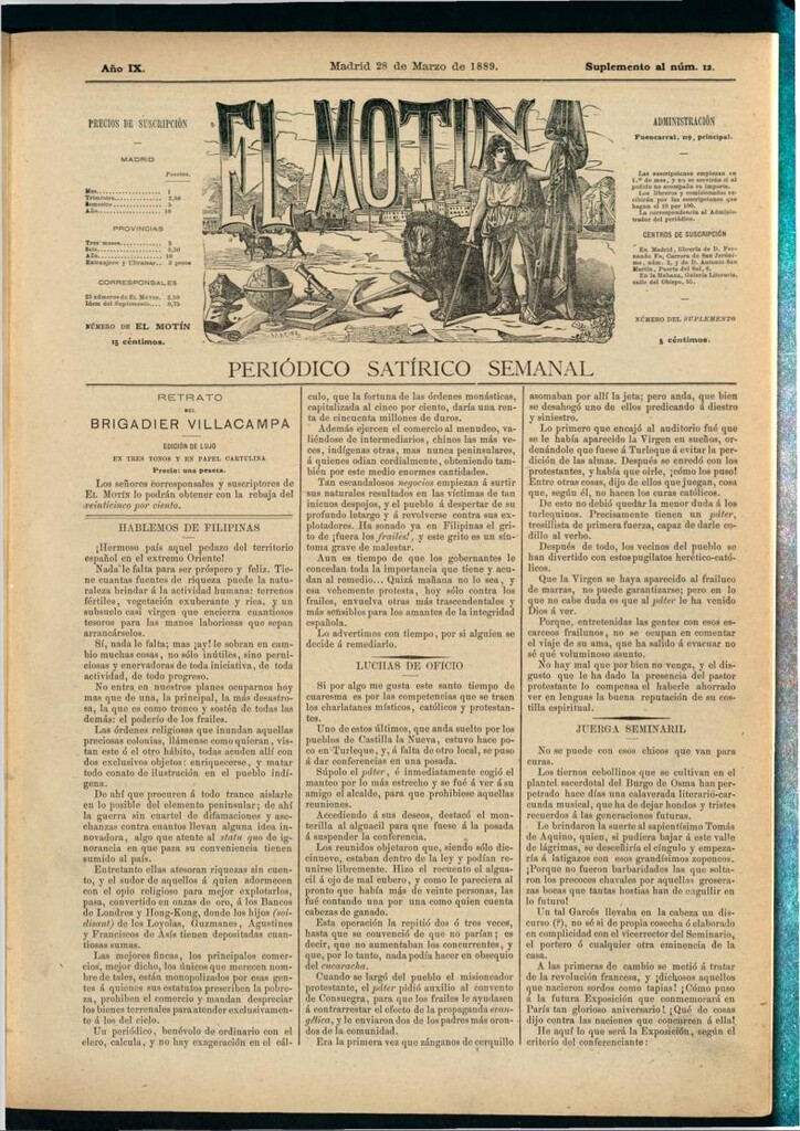 Miniatura de El Motín: periódico satírico semanal del 28 de marzo de 1889