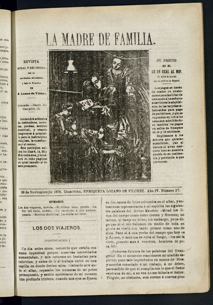 Miniatura de Madre de Familia : revista semanal del 23 de noviembre de 1878