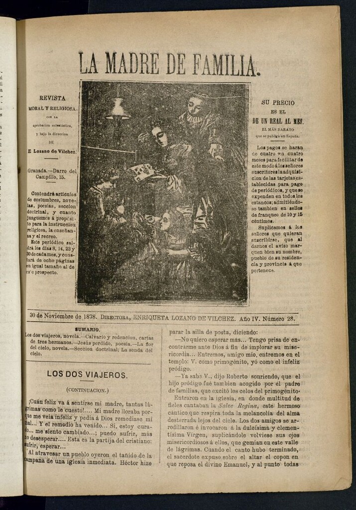 Miniatura de Madre de Familia : revista semanal del 30 de noviembre de 1878