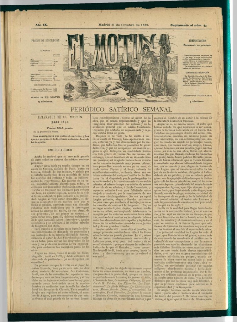 Miniatura de El Motín: periódico satírico semanal del 31 de octubre de 1889