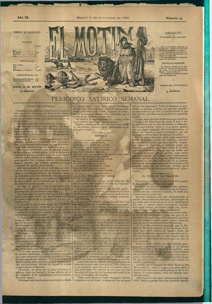 Miniatura de El Motín: periódico satírico semanal del 10 de noviembre de 1889
