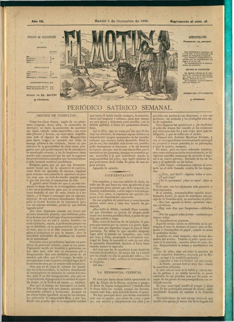 Miniatura de El Motín: periódico satírico semanal del 5 de diciembre de 1889