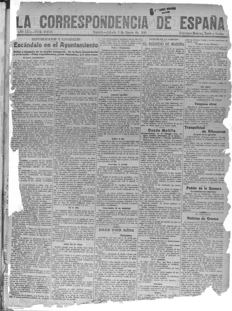 Miniatura de La Correspondencia de España del 1 de enero de 1910