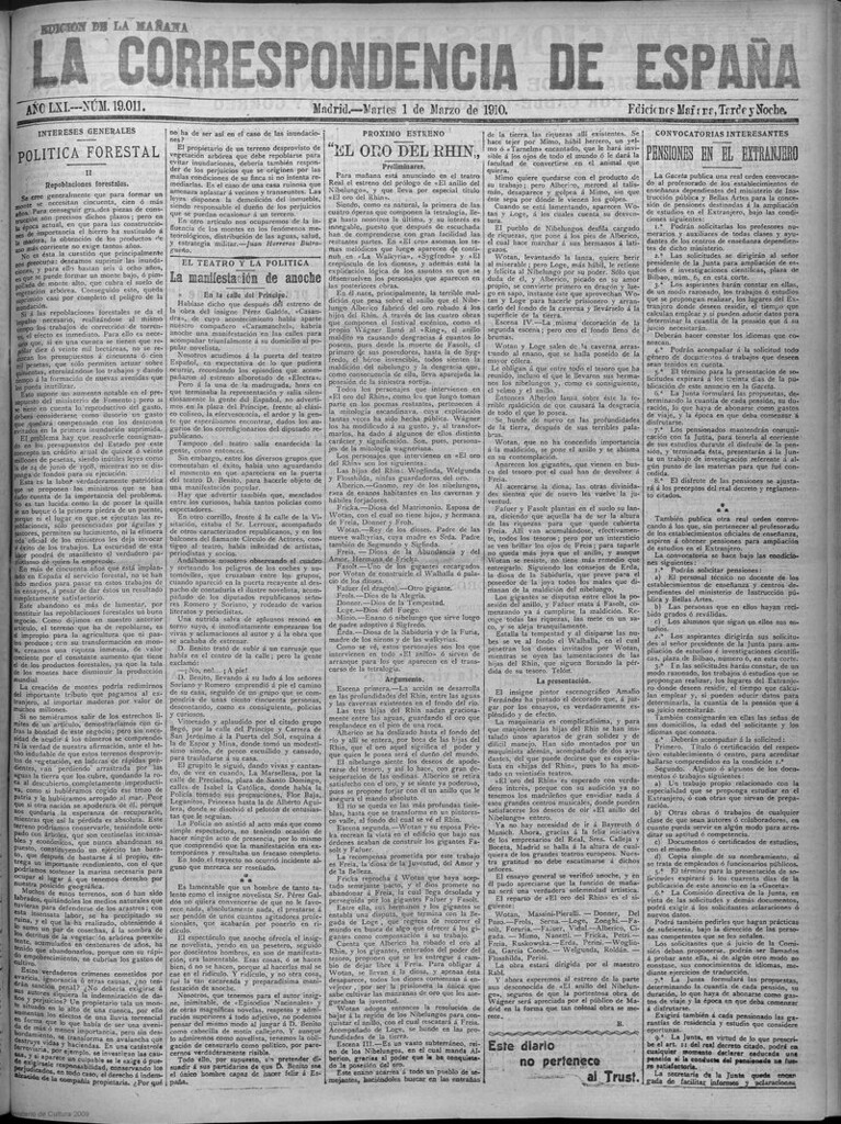 Miniatura de La Correspondencia de España del 1 de marzo de 1910 (edición de la mañana)