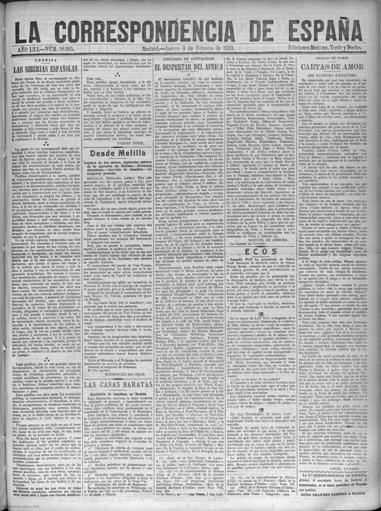 Miniatura de La Correspondencia de España del 3 de febrero de 1910