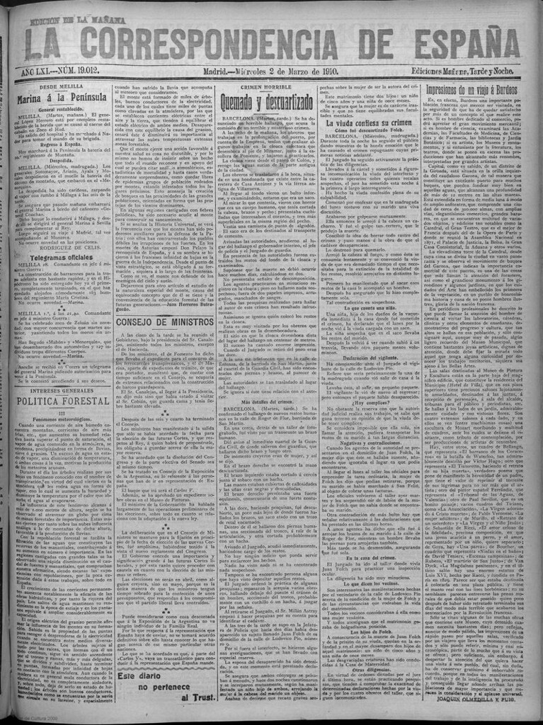 Miniatura de La Correspondencia de España del 2 de marzo de 1910 (edición de la mañana)