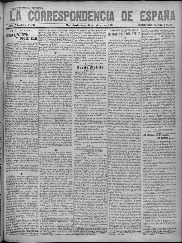 Miniatura de La Correspondencia de España del 6 de febrero de 1910 (edición de la mañana)