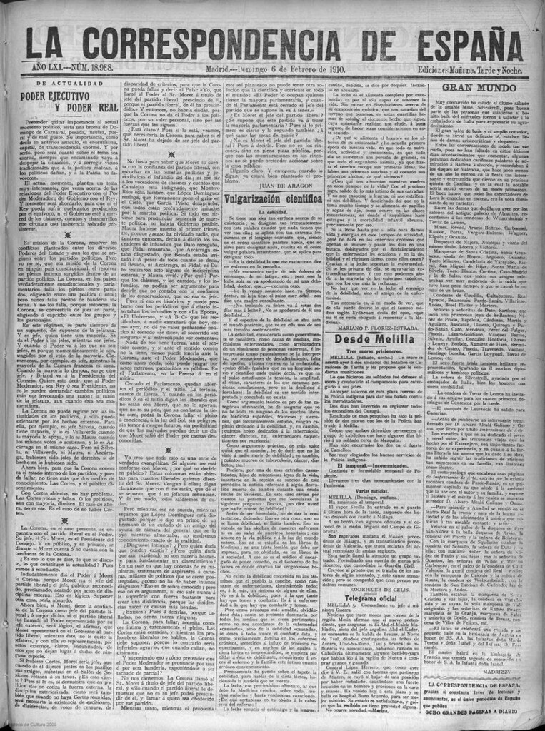 Miniatura de La Correspondencia de España del 6 de febrero de 1910